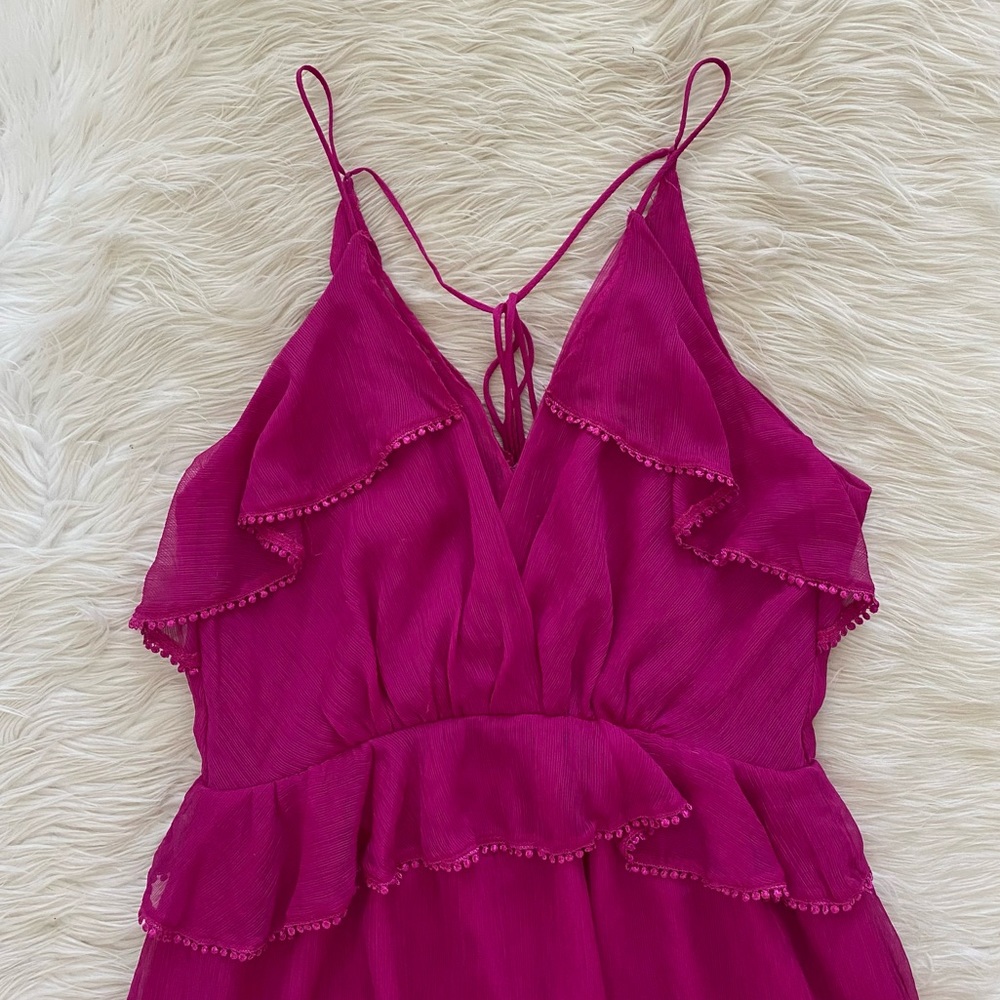Adelyn Rae Pink V-Neck Ruffle Dress - Picture 3 of 11